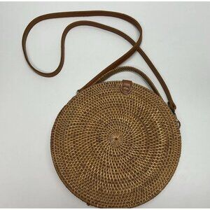 HOUSE of HARLOW 1960 Round Round Purse Womens Straw Weave Crossbody Bag
